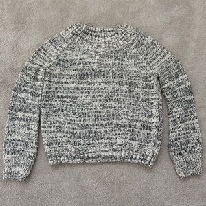 Women's Black and White Knit Crewneck Sweater